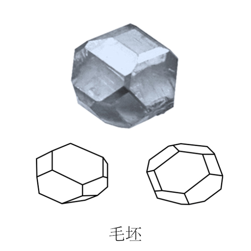 unpolished cut display of LONITÉ cremation diamonds from cremated ashes and cremains